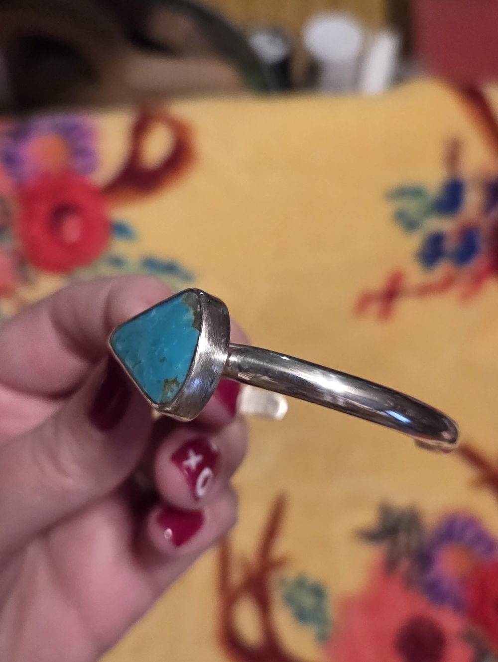 Sterling Silver Turquoise Cuff, Slightly Adjustable. Custom By Sand Plum Soul - Picture 3 of 4